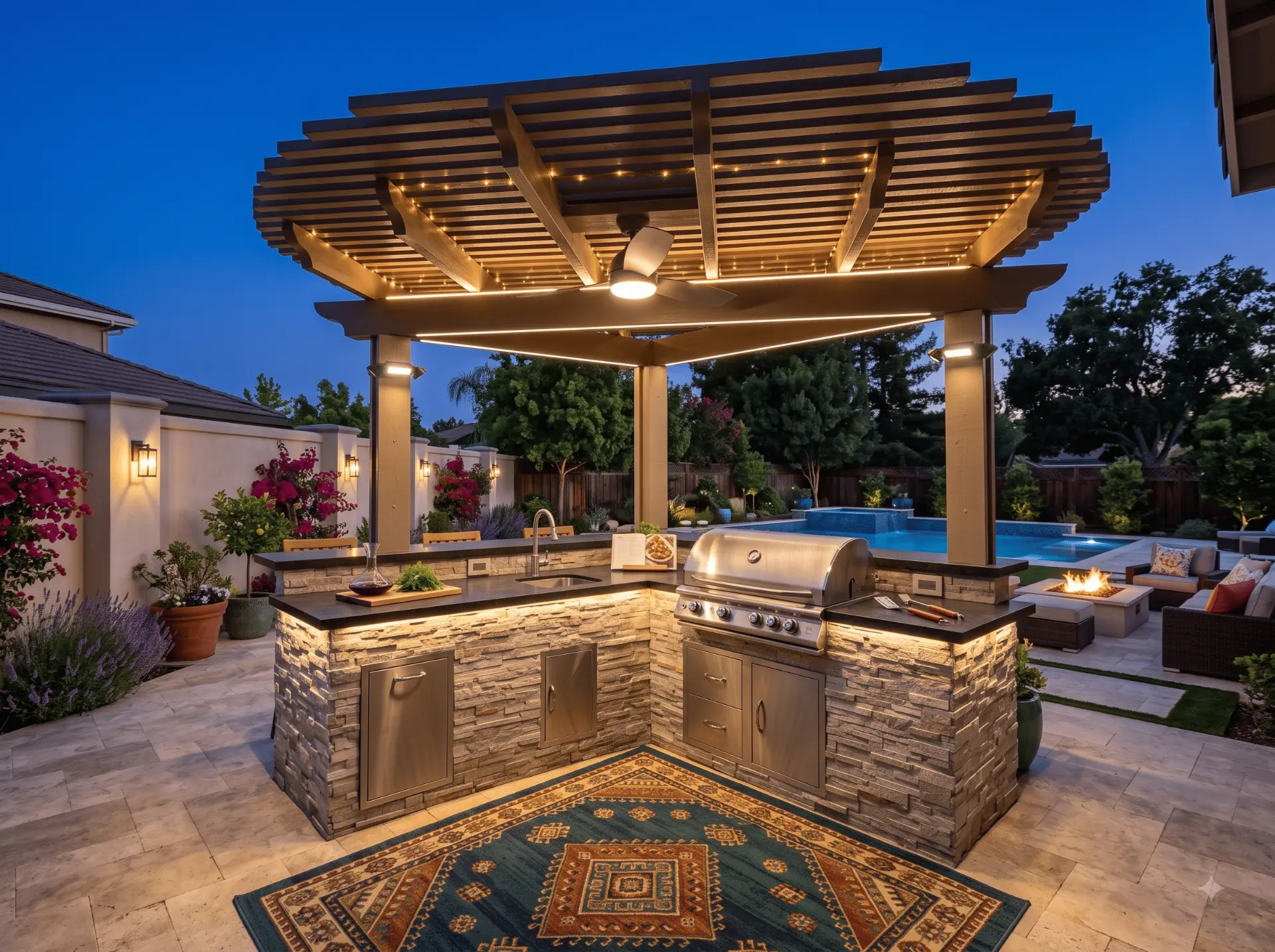 Completed aluminum patio cover project in Northern California