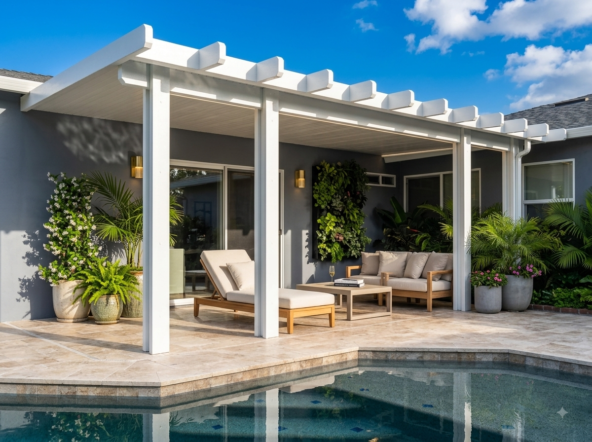 Flat Pan Patio Covers installed on a Northern California home