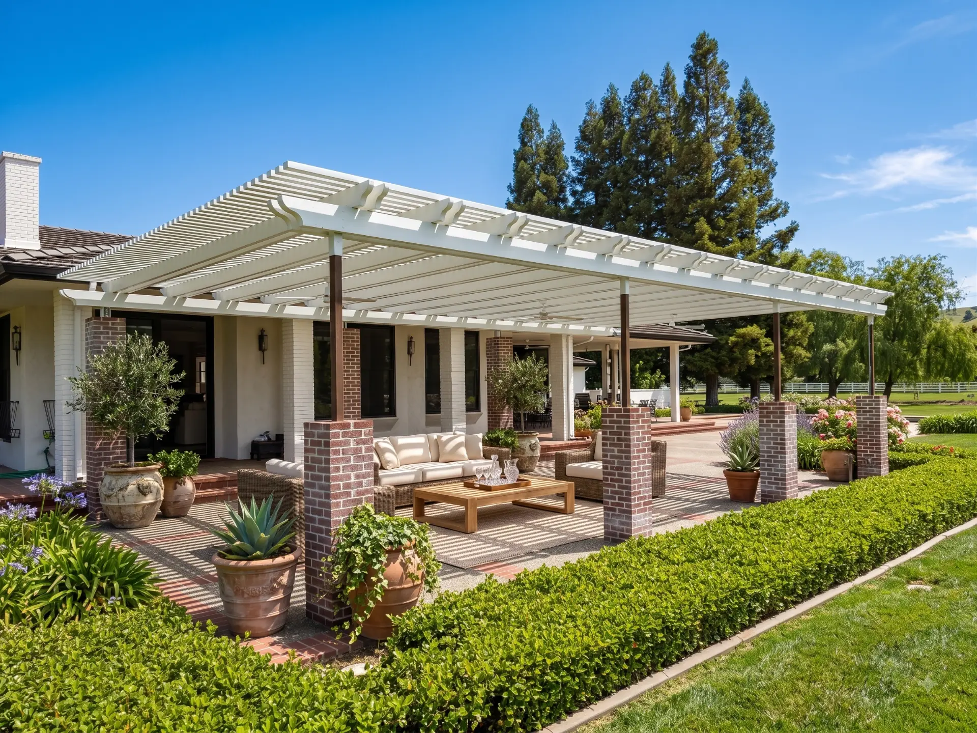 Completed aluminum patio cover project in Northern California