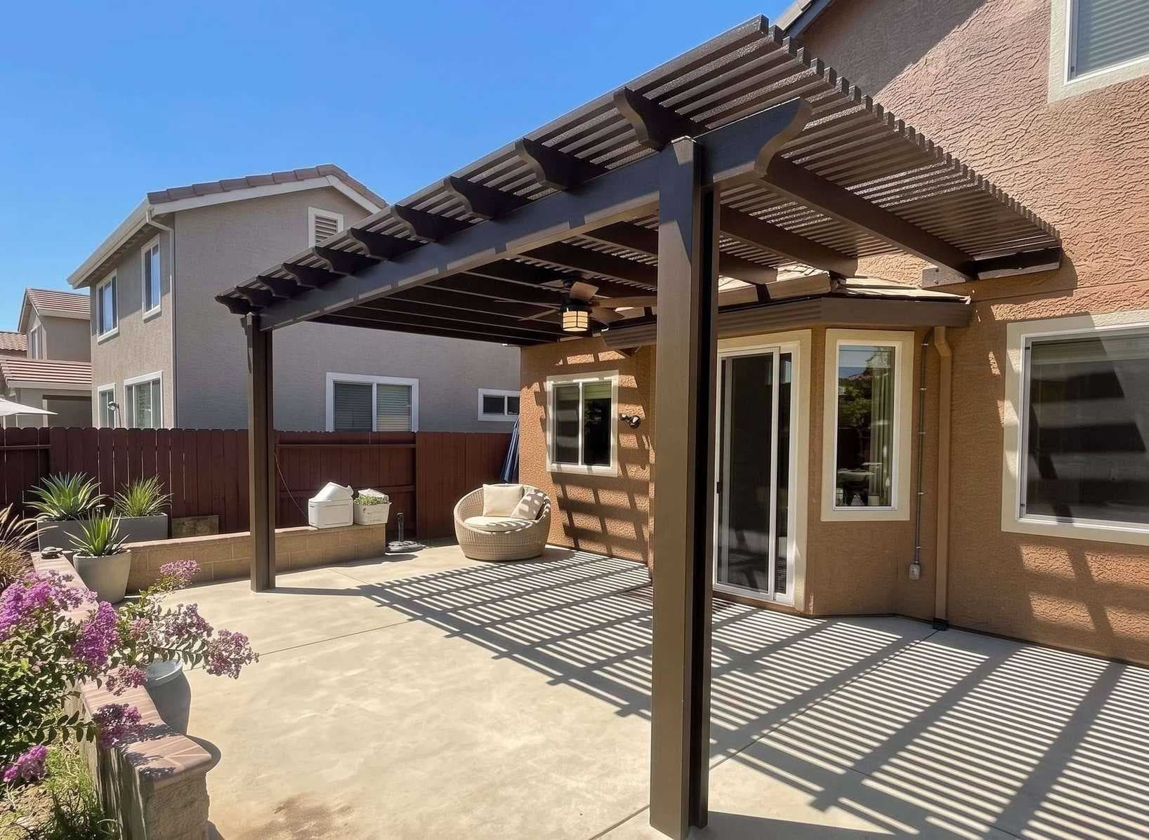 Duralum aluminum patio cover installed on a residential home