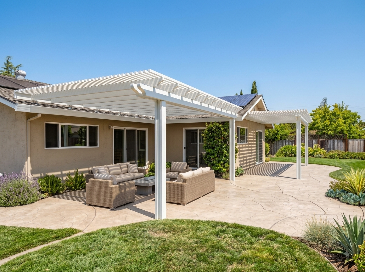Lattice Patio Covers installed on a Northern California home