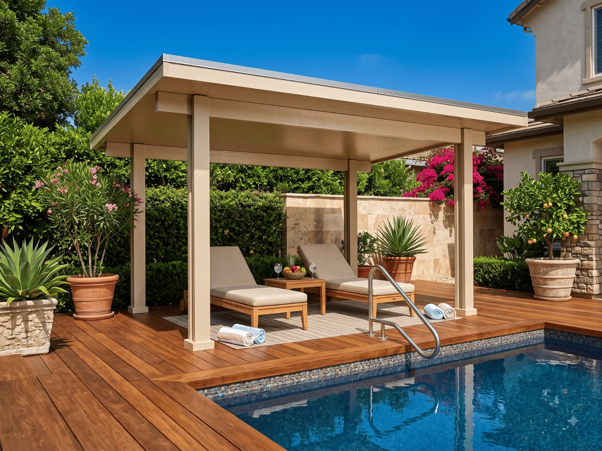 Completed aluminum patio cover project in Northern California