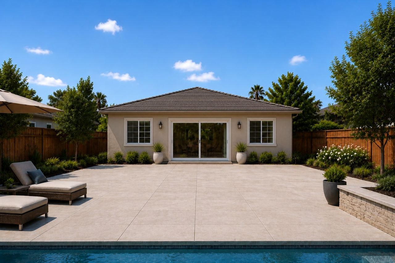 Backyard preview of a White Duralum aluminum patio cover